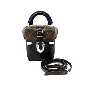 Louis Vuitton Camera Box Trunk Top Handle Studded Black Silver Monogram Canvas
